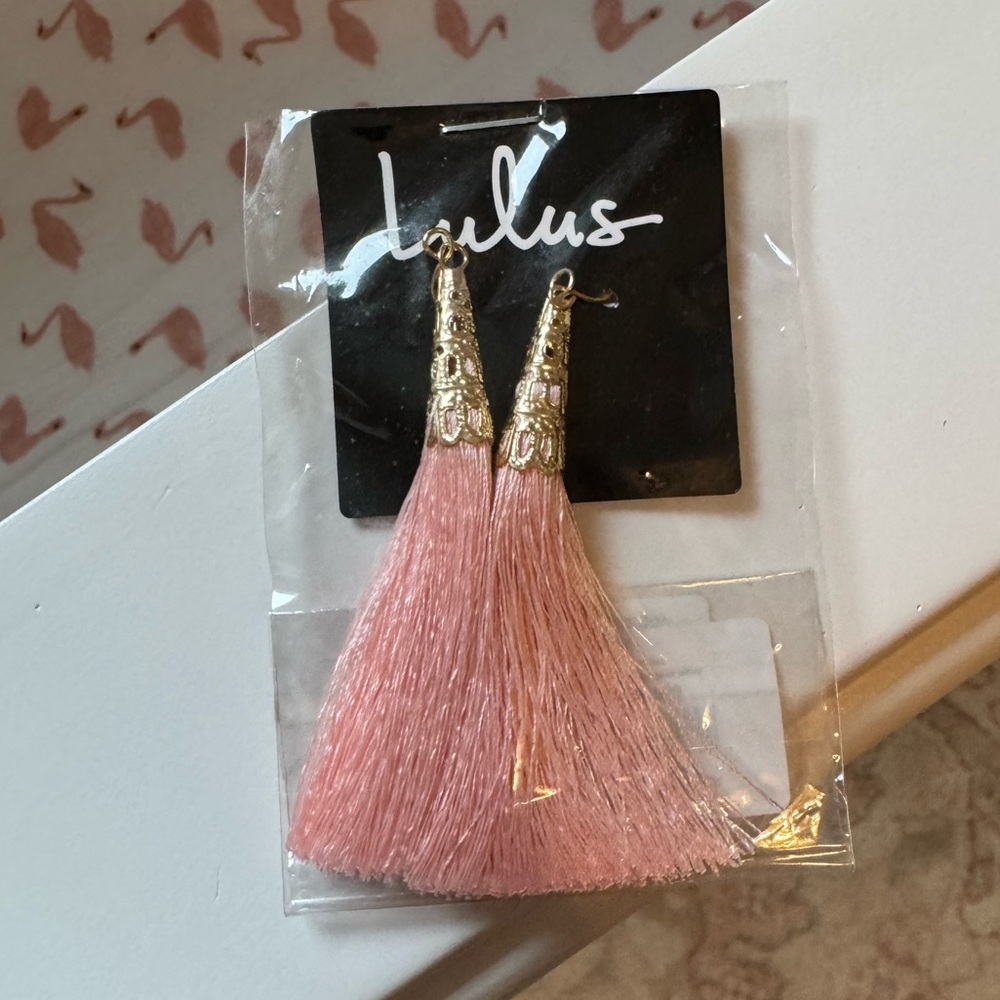 Lulu's Blush Pink Tassel Earrings